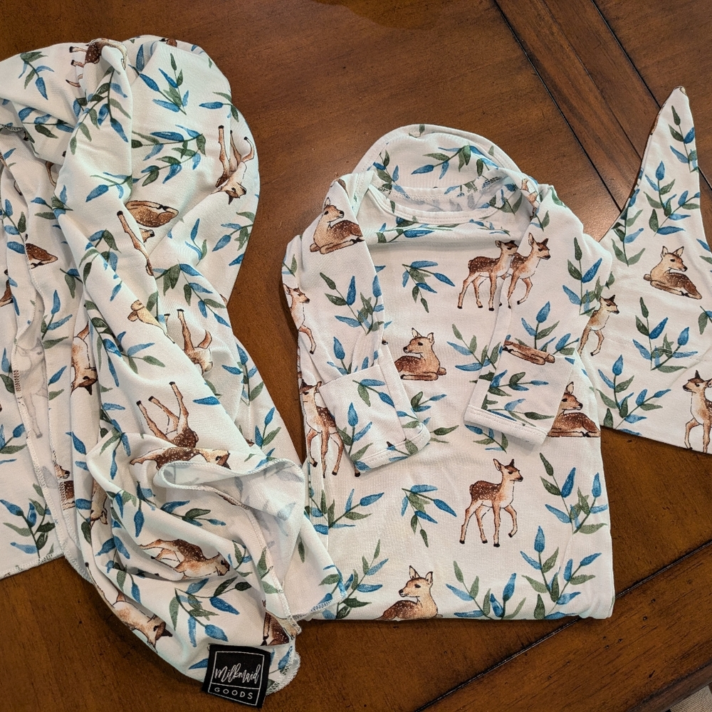 Milkmaid Goods Fern Deer Swaddle Set